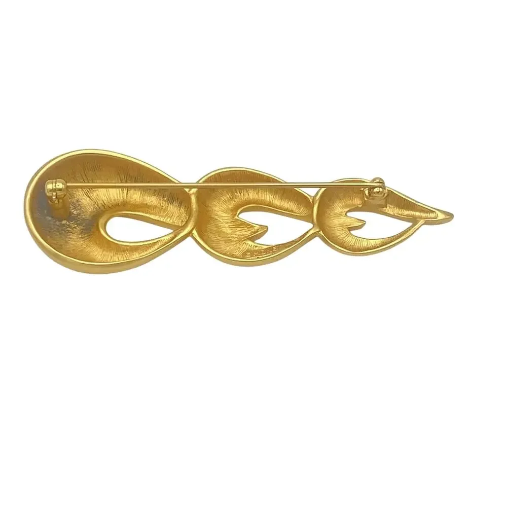 Monet Vintage Gold Tone Abstract Modernist Brooch Pin Signed 3”